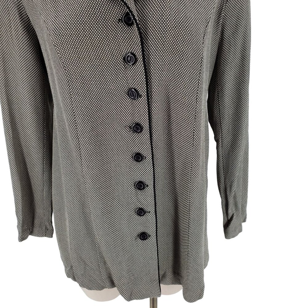 Vintage Motherhood Blazer Jacket Long Button Front Tie Black Size Medium - Picture 4 of 10